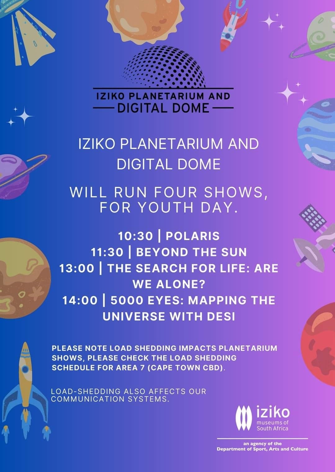 Iziko: Planetarium and Digital Dome - Youth Day Shows